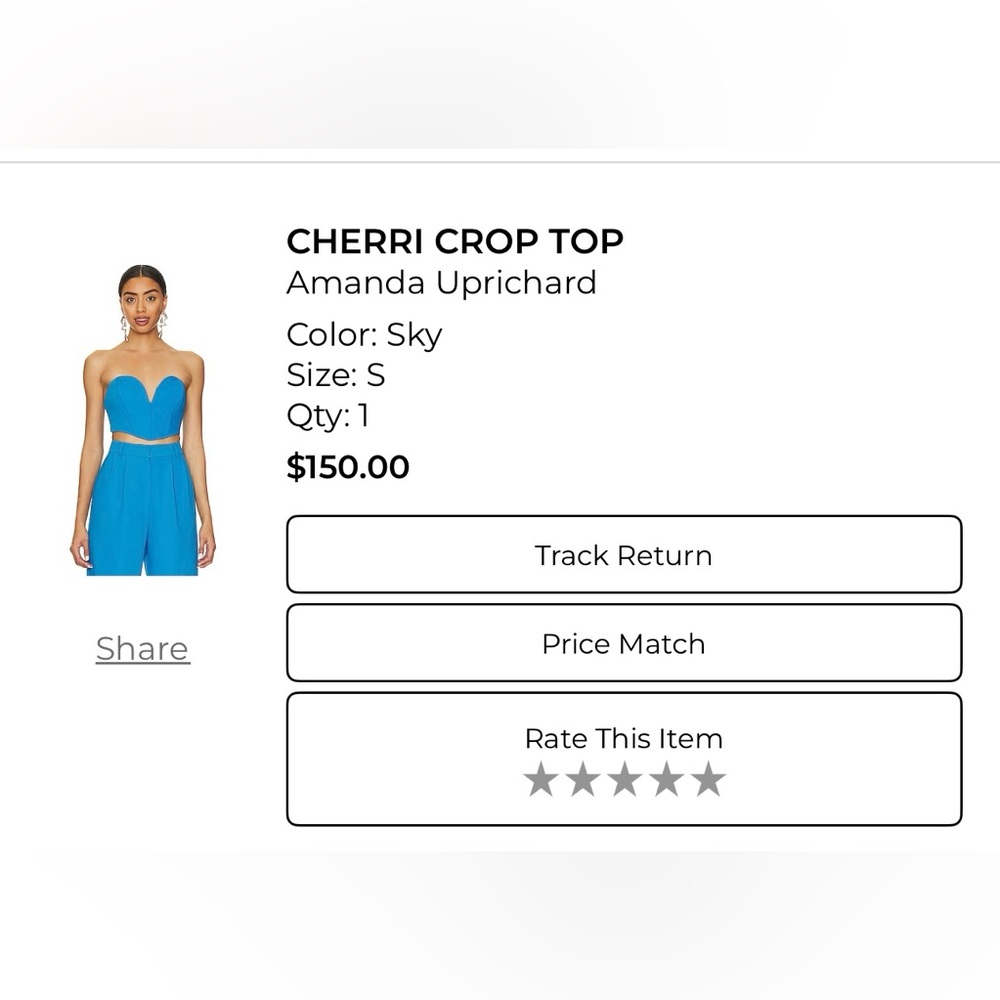 Revolve Amanda Uprichard Sky Blue Set Jane Flare Pants Cherri Crop Top - Picture 4 of 15